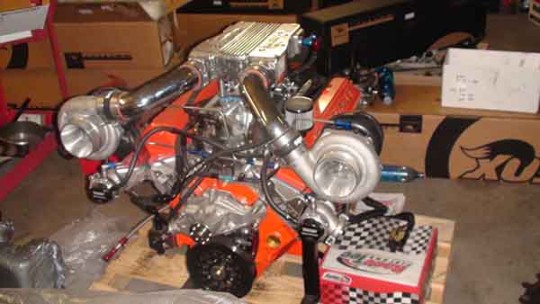 twin-turbo small block Chevy engine
